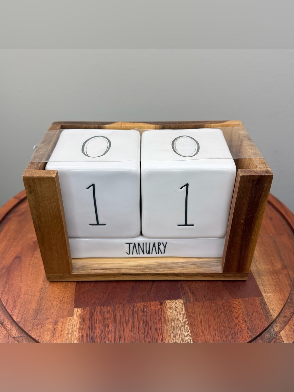 Rae Dunn Ceramic Perpetual Block Calendar – Wood Stand